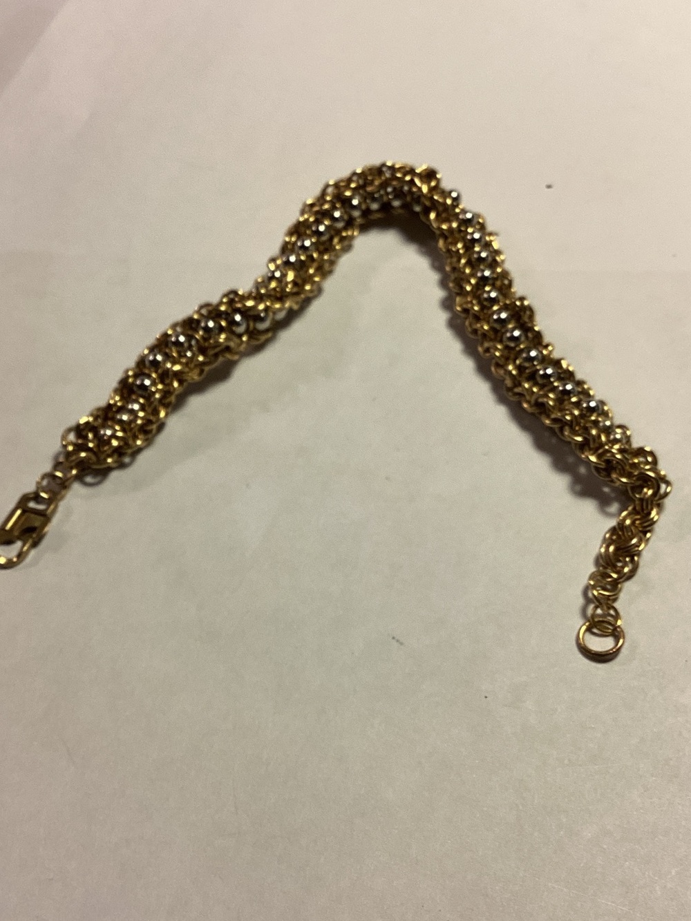 Twisty gold/silver chainmaille bracelet